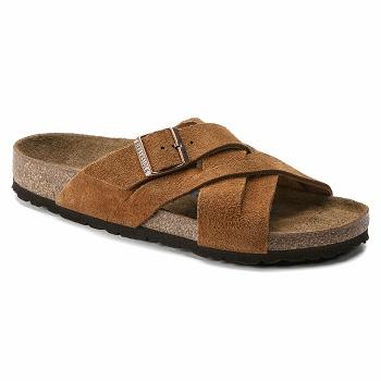 Birkenstock Lugano Soft Footbed Ruskind Sandaler Dame Brune | DK 349WNB